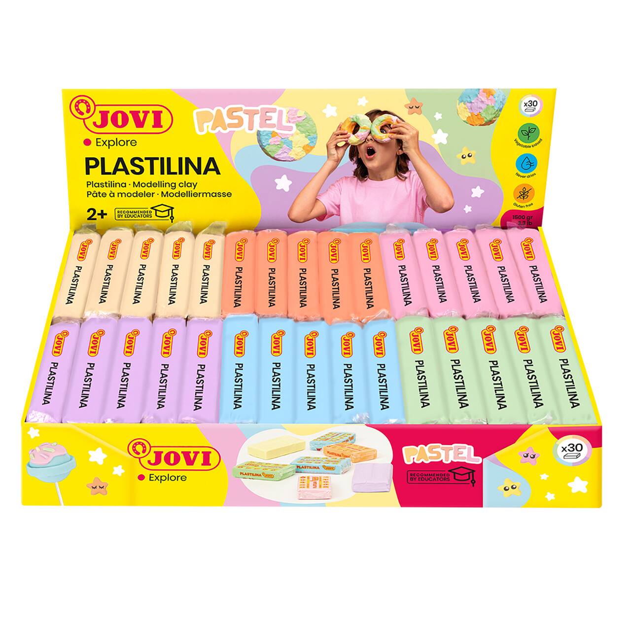 JOVI Plastilina Pastel Modeling Clay 30 Bar Box